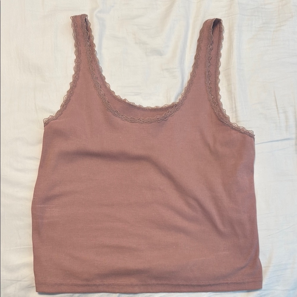 Wild Fable Women's Lace Trim Tank Top - Mauve size large